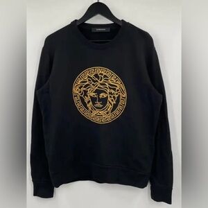 Versace Dark Blue Sweatshirt with Gold Embroidered Medusa plus V.. on Arm!
